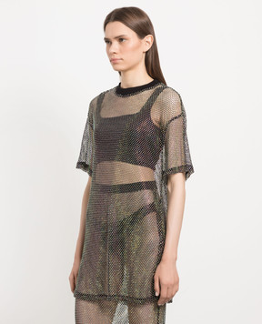 David Koma T-shirt with holographic crystals SS23DK62T