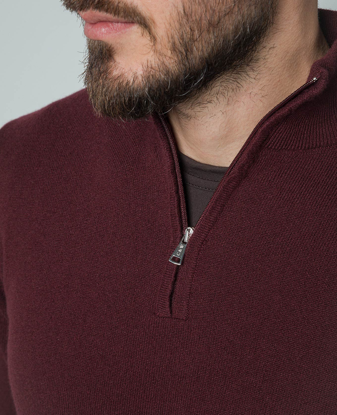 

Burgundy cashmere jumper with zipper Cashmere&Whiskey
