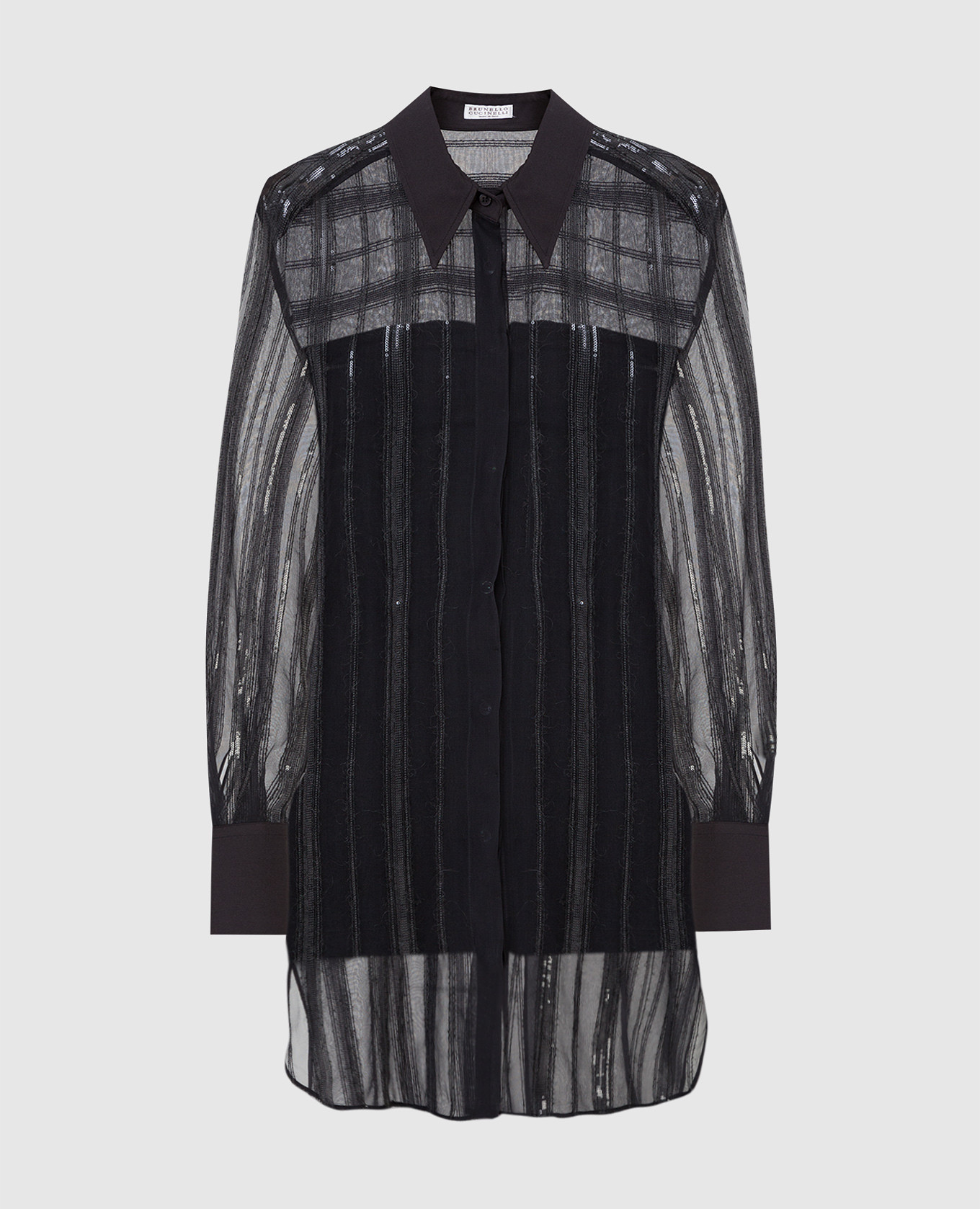 

Silk blouse in a pattern with embroidery Brunello Cucinelli, Grey