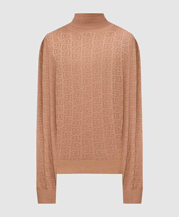 Dolce&Gabbana - Brown DG patterned silk turtleneck GXQ67TJBSE2
