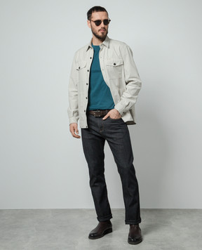 ISAIA Blue T-shirt with silk MCI154JP001