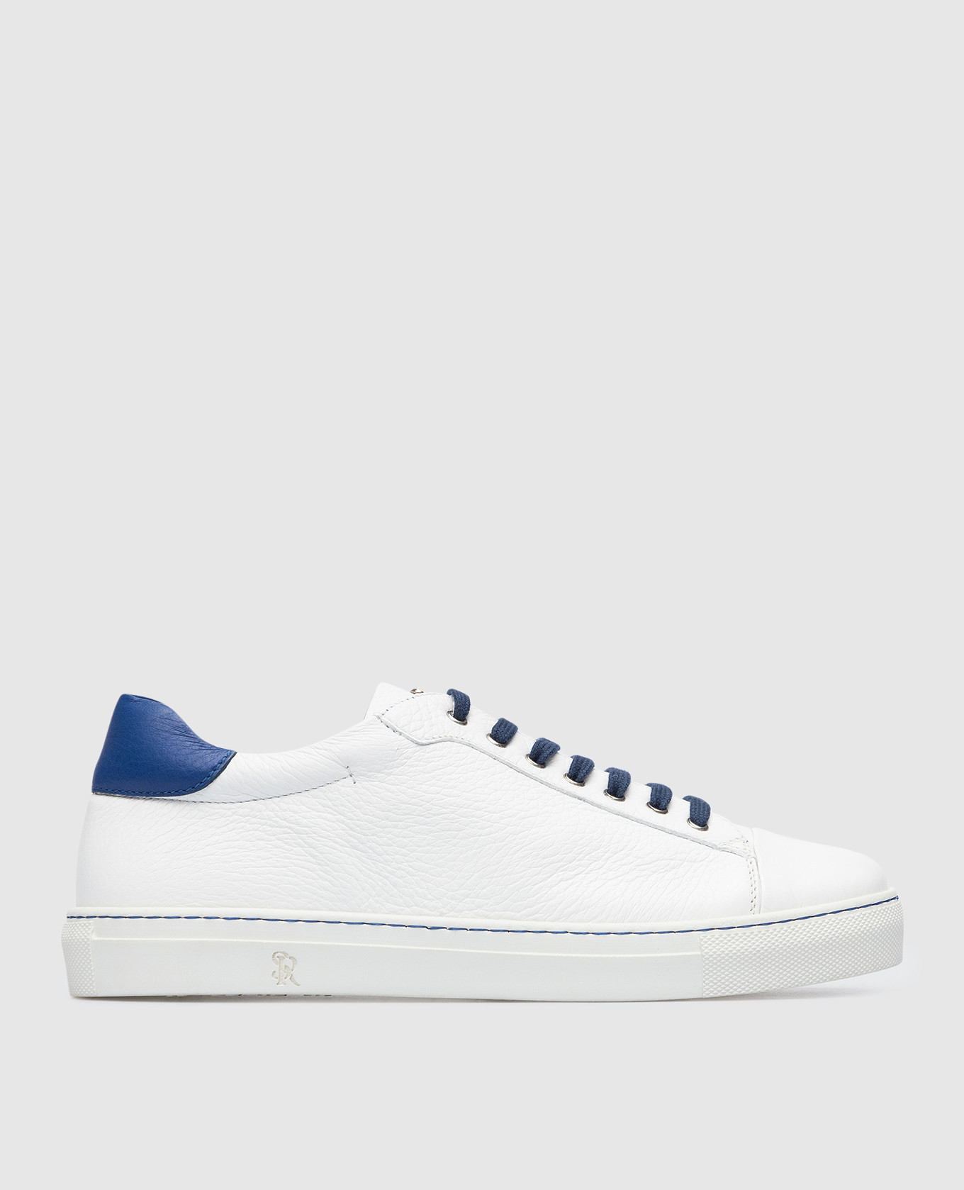 

Children's white leather sneakers with metal logo monogram Stefano Ricci