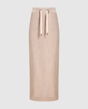 Brunello Cucinelli Beige striped skirt with monil chain M19122689
