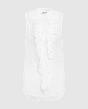 Dondup White top with ruffles DC299EF0137DPTT