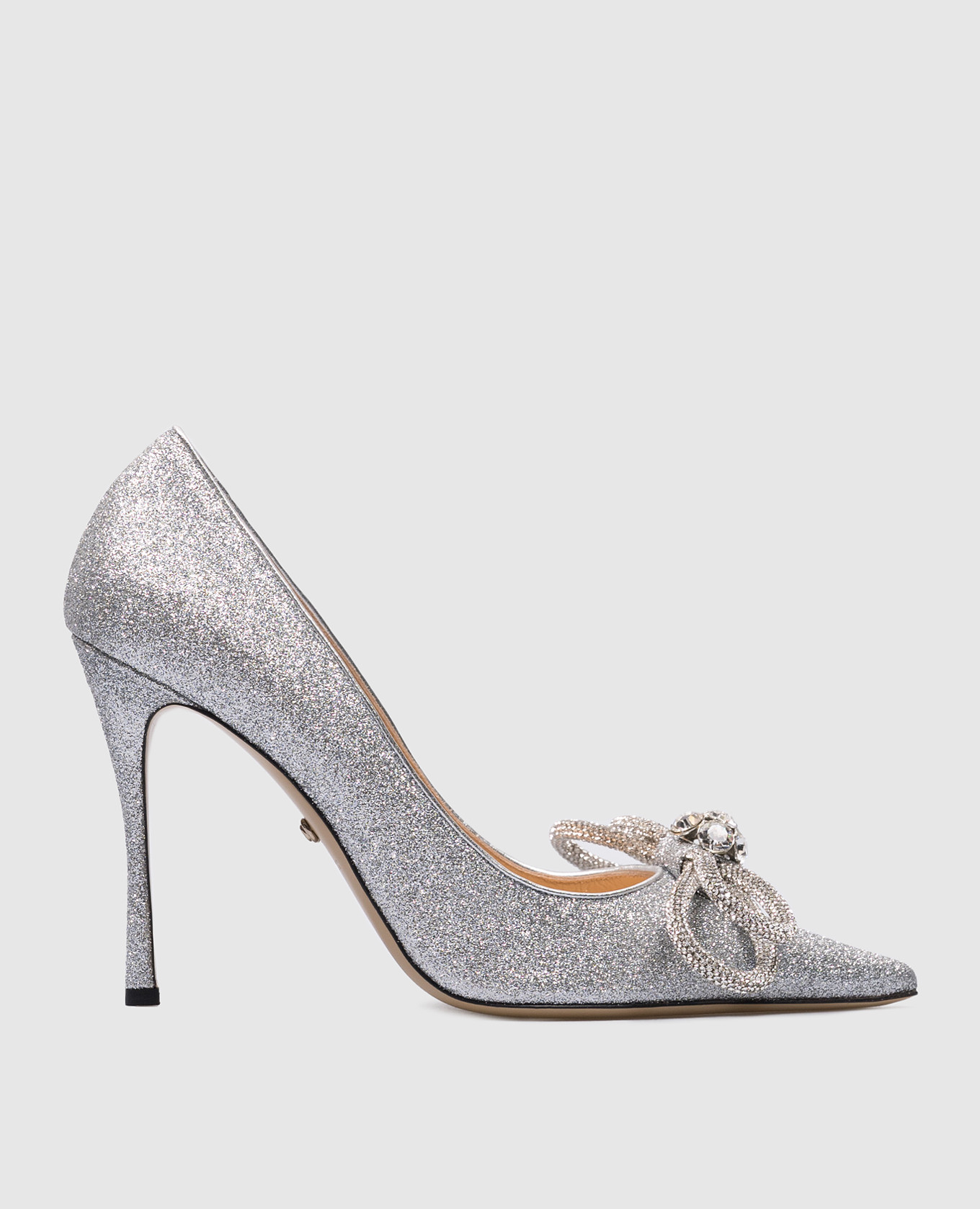 Double bow silver boats with crystals mach&mach