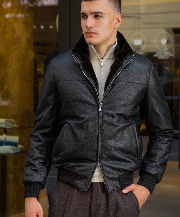 ENRICO MANDELLI 子羊革men'sコート ENRICO MANDELLI エンリコ マンデリ】子羊革レザーブルゾン 機能的