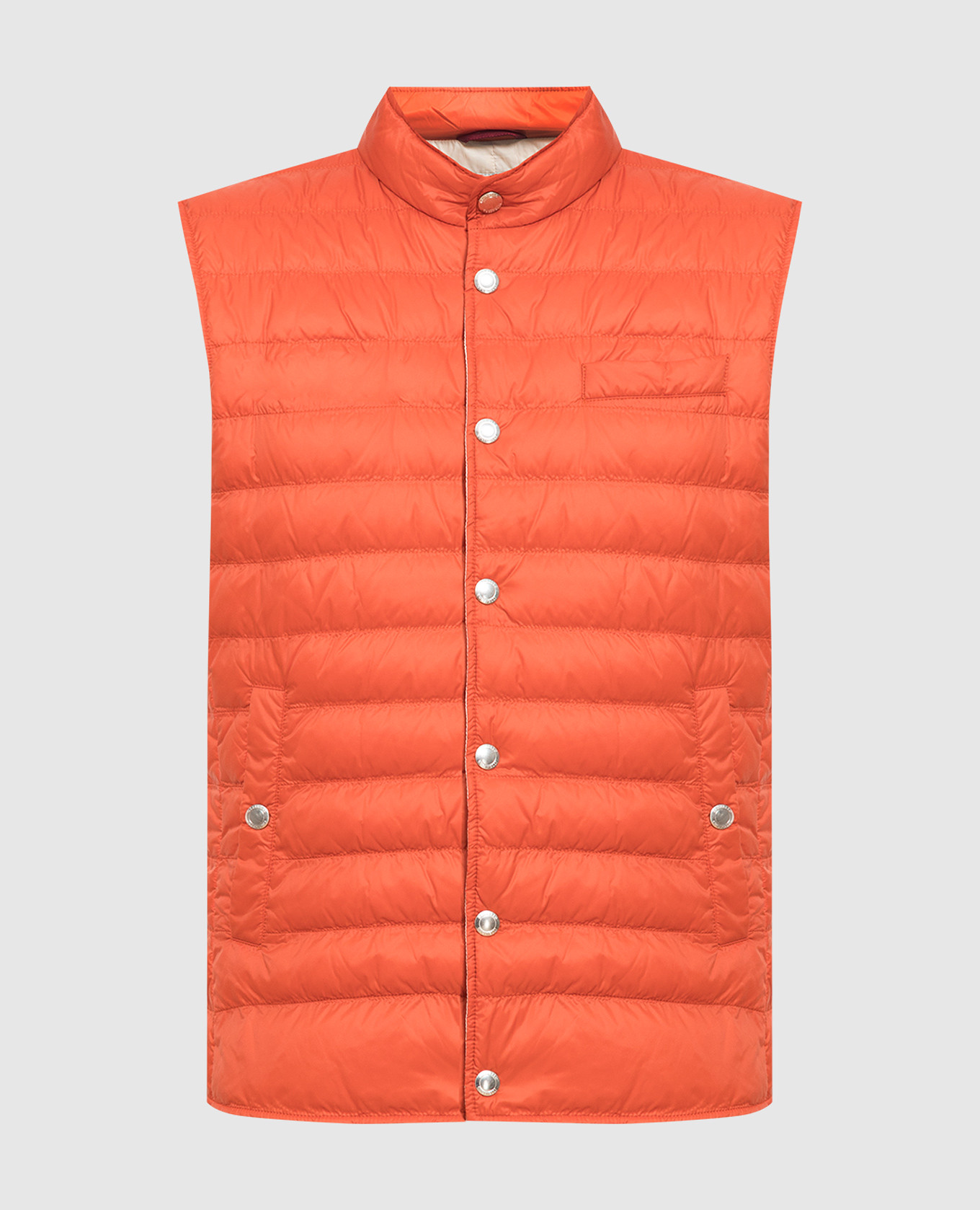 

Terracotta waistcoat with horizontal stripes quilting Brunello Cucinelli, Orange