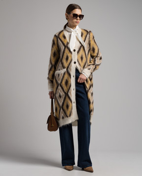 Etro Beige elongated cardigan in a geometric pattern D119649228