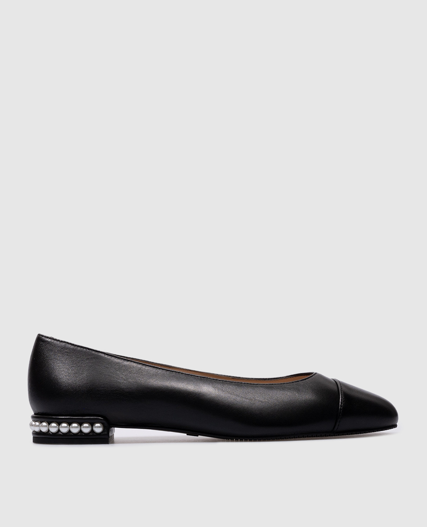 

Pearl black leather ballet flats with beads Stuart Weitzman, Черный