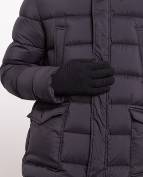 Bottega Veneta Black gloves made of wool and cashmere in a textured pattern 708694V29M0