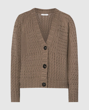 CO Cardigan with a textured khaki pattern 7966PCY