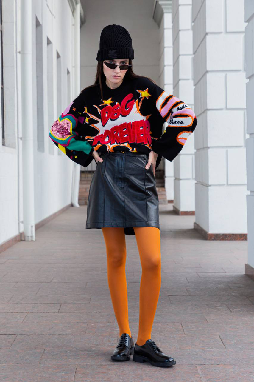 

Black sweater in a pattern with patches Dolce&Gabbana