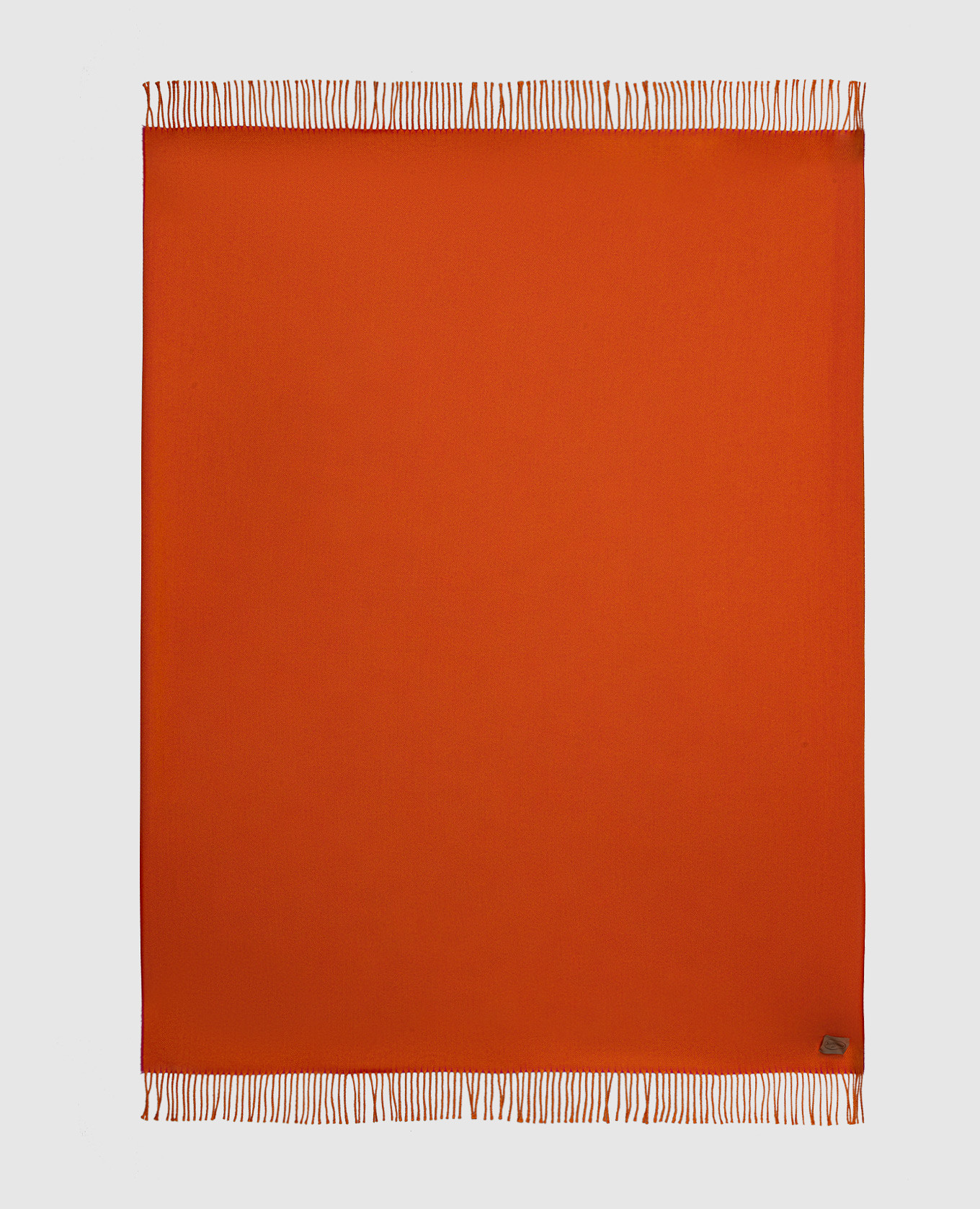 

Double-sided wool, silk and cashmere Leida plaid with fringe Somma, Orange