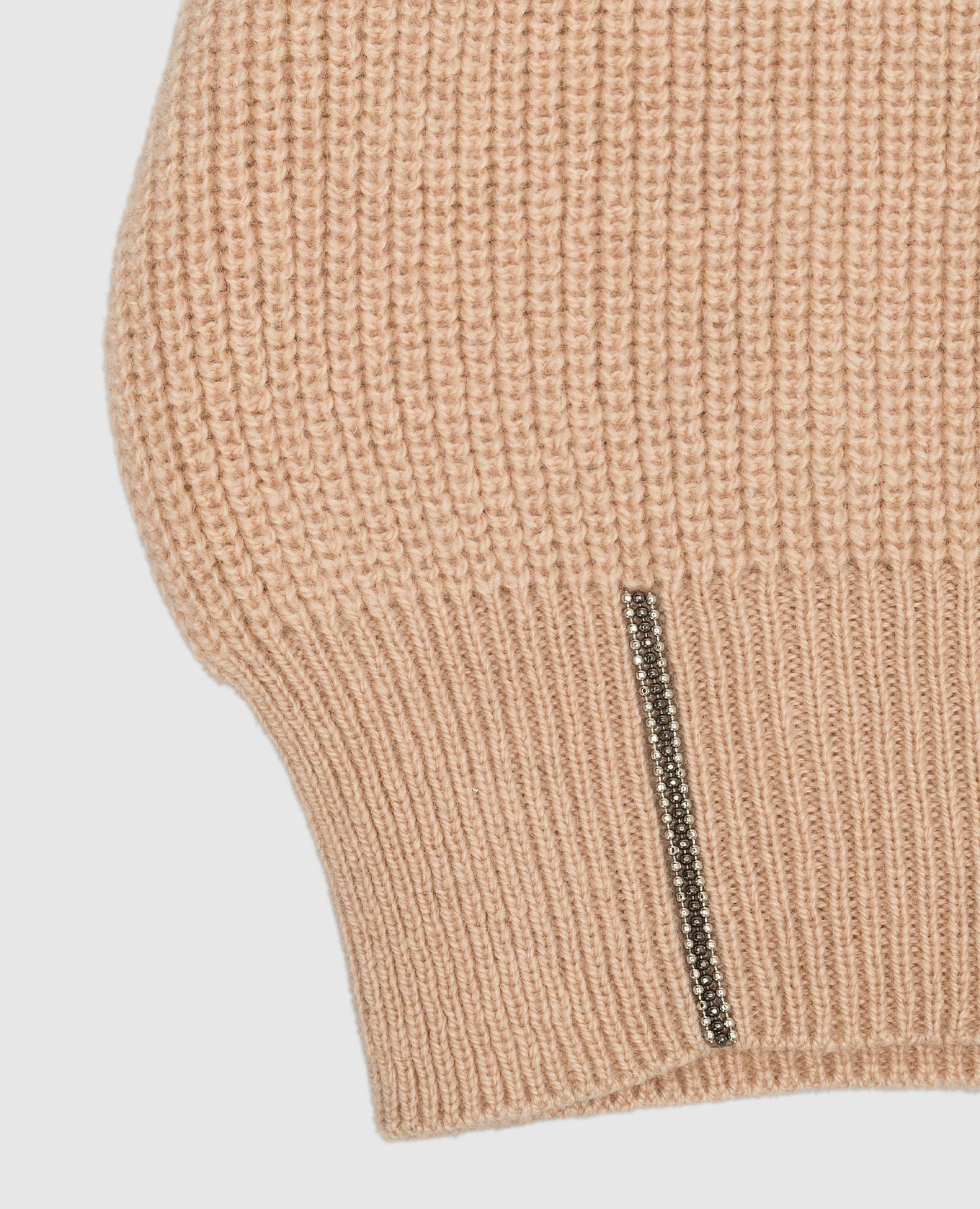 Beige hat made of wool, silk and cashmere with a monil chain Peserico 4