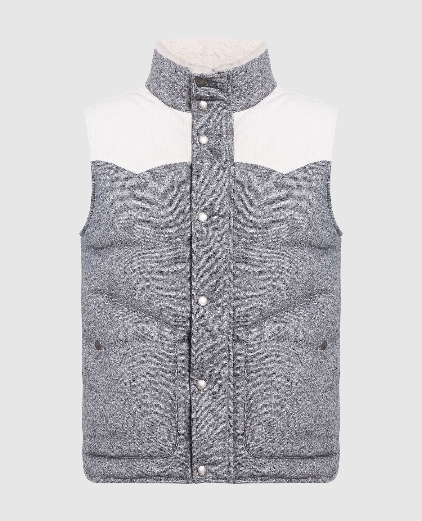 

Gray down vest made of wool and cashmere Brunello Cucinelli, Серый