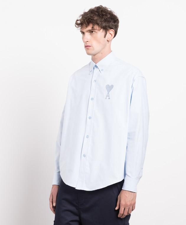 ★関税込★AMI★AMI SHIRT WITH LOGO EMBROIDERY★正規品★ AMI Paris logo-embroidered Cotton T-shirt | Grey | FARFETCH