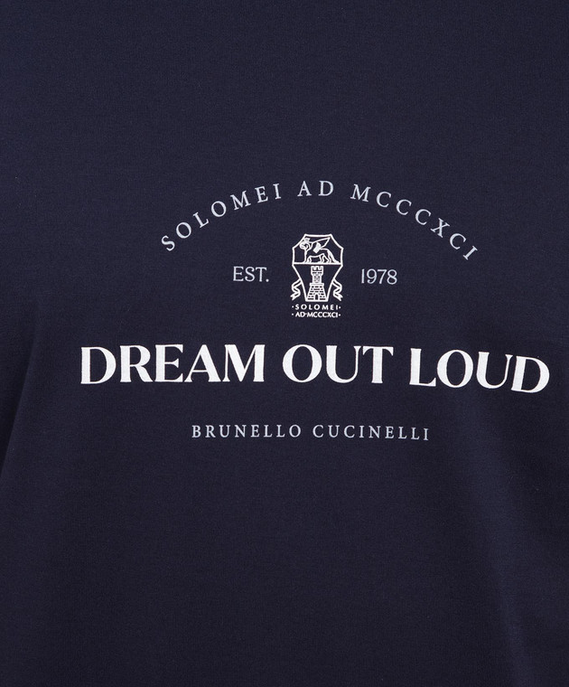Brunello Cucinelli - Blaues T-Shirt mit „Dream out Loud“-Aufdruck