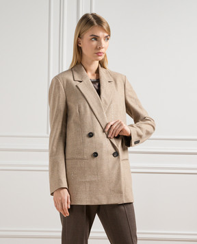 Peserico Brown double-breasted jacket with sequins S01897D0R301948
