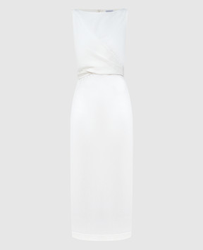 Brunello Cucinelli White midi dress with linen MH126ABF31