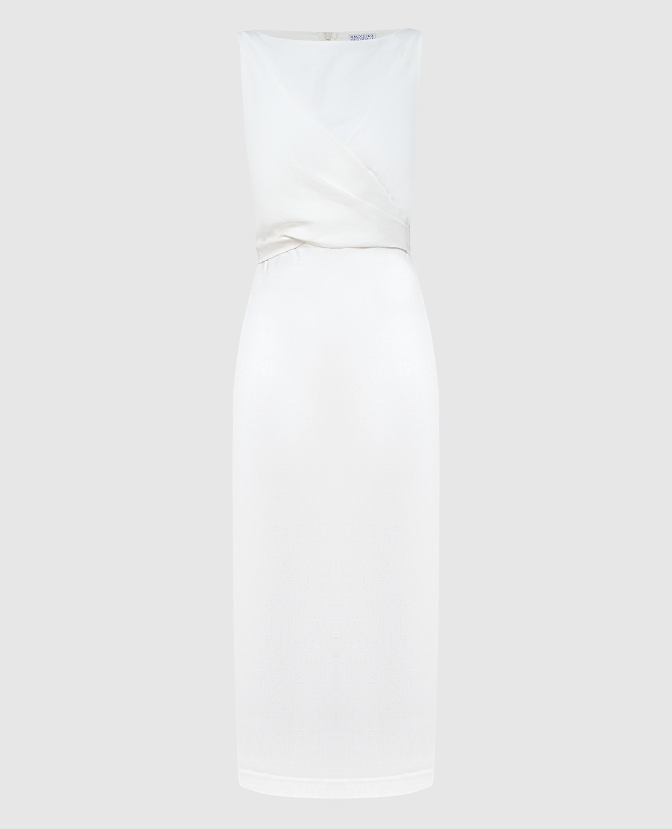 

White midi dress with linen Brunello Cucinelli