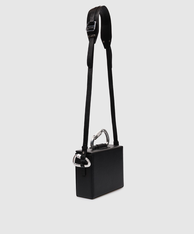LEATHER CARABINER BOX BAG BLACK