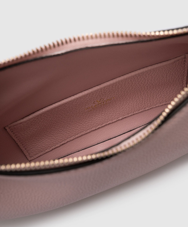 【関税&送料込】Valentino Garavani Light Pink Leather Mini H Valentino Light Pink Leather Rockstud Flap Wallet on Chain