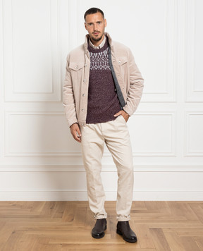 Brunello Cucinelli Burgundy sweater with a pattern MSO504200