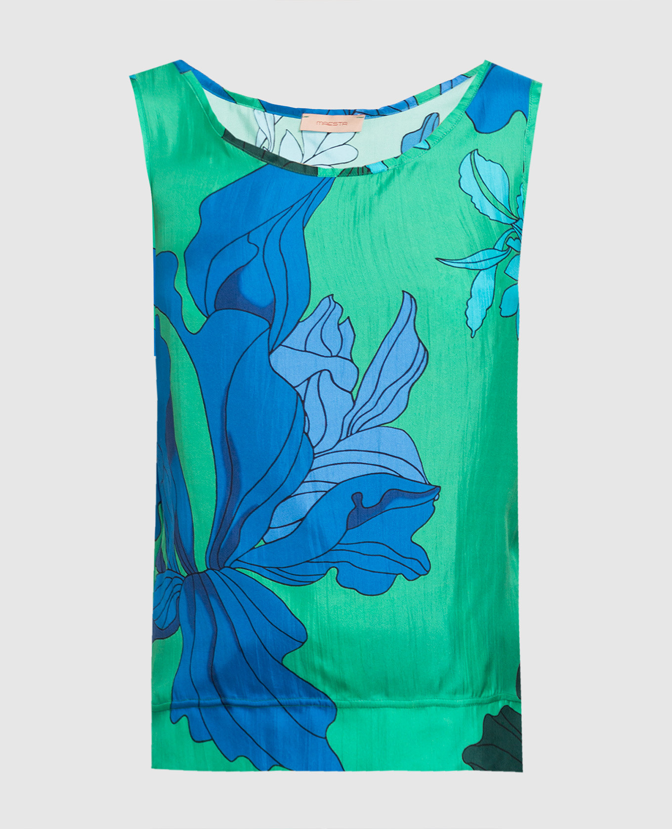 

Silk top in floral print Maesta, Зеленый