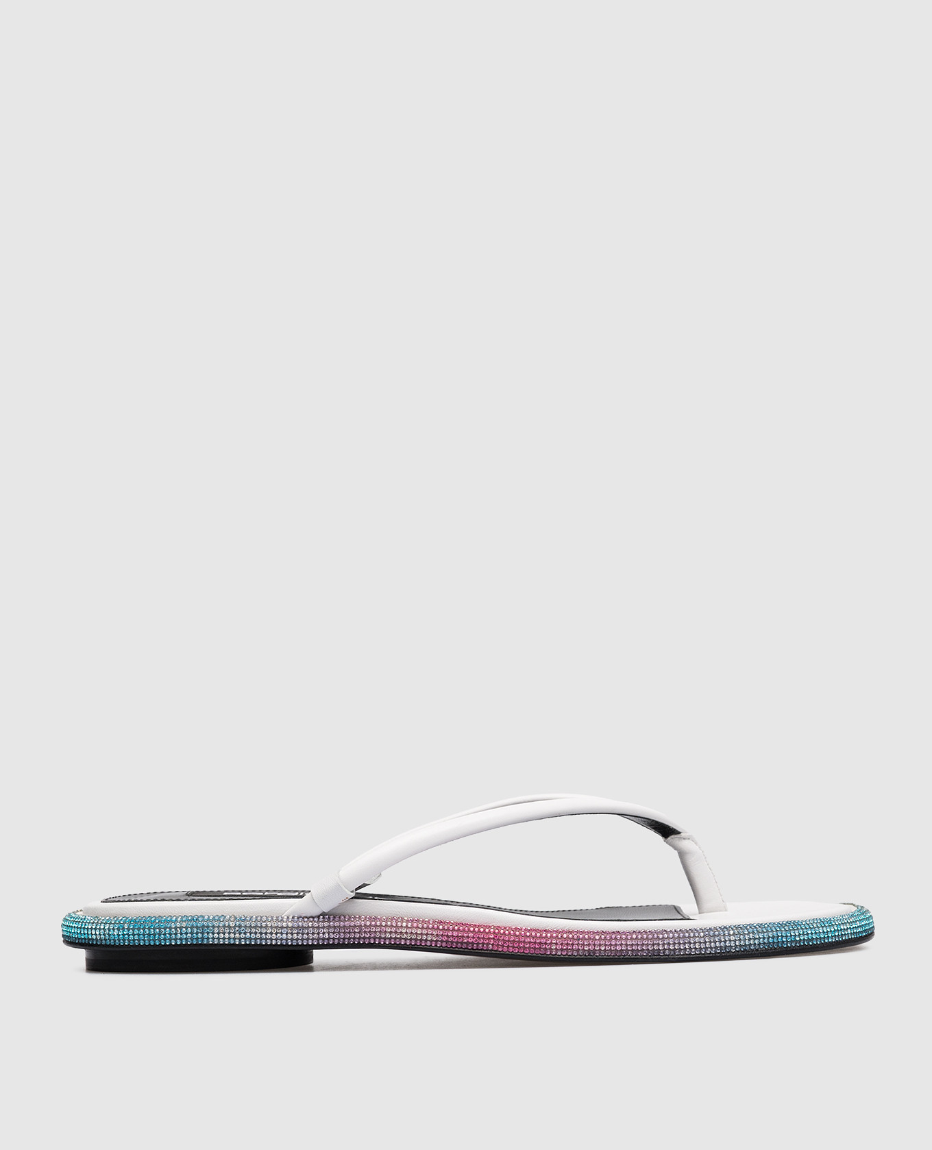 Bijoux white leather flip flops with crystals sergio rossi