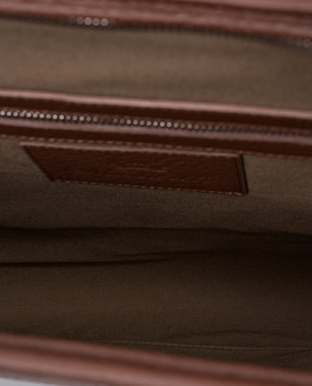 Enrico Mandelli Brown leather folder for documents with embossed logo BRANDO7213
