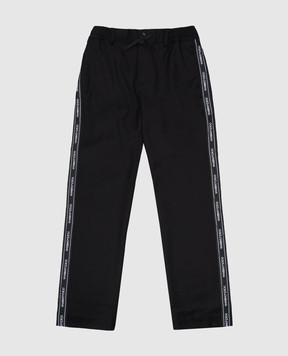 Dolce&Gabbana Children's black trousers made of wool with a logo L44P45G7L4S46
