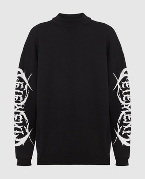 Vetements Black wool sweater with logo pattern UE54KN160B