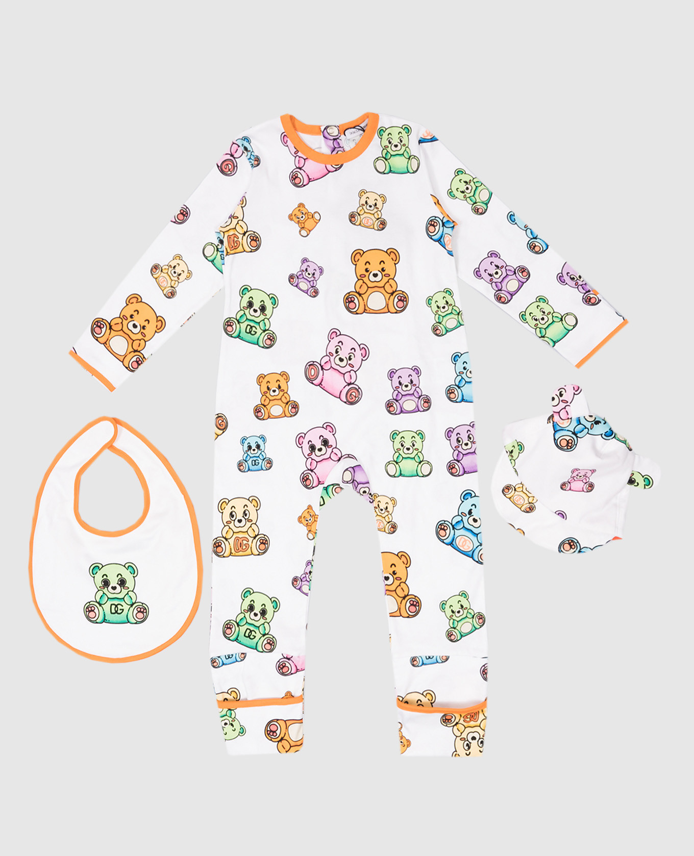

Children's set of overalls, a hat and a bib Dolce&Gabbana, White