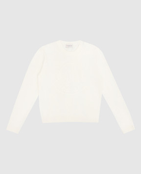 Moncler ENFANT Children's white wool sweater with logo 9C00005M12411214