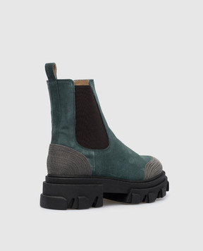Babe Pay Pls Green suede chelsea boots with monil chain 762