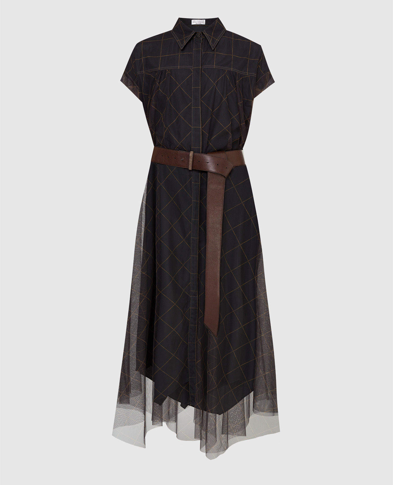 

Plaid midi dress Brunello Cucinelli, Серый