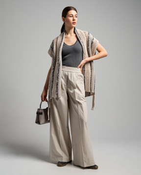 Brunello Cucinelli Beige cardigan with sequins M3Y372316