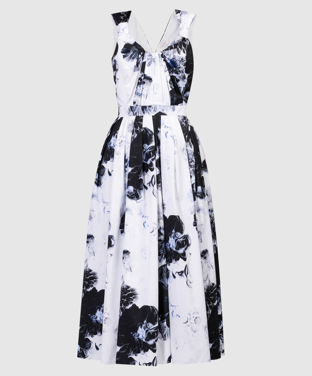 Alexander McQueen - White midi dress with Chiaroscuro print 780938QZALF - shop with European delivery at Symbol Alexander McQueen - White midi dress with Chiaroscuro print 780938QZALF - shop with European delivery at Symbol