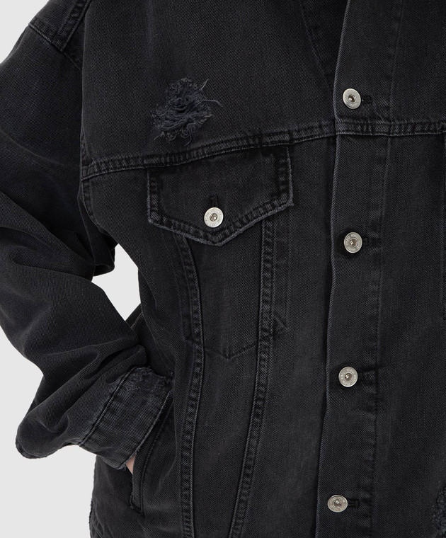 Miu Miu - Denim jacket with rips and logo GWB13410KX - shop