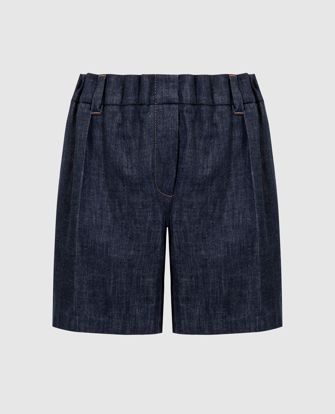 Blue denim shorts with logo patch brunello cucinelli