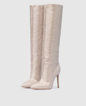 Paris Texas Light beige suede boots in crystals PX517XSACH