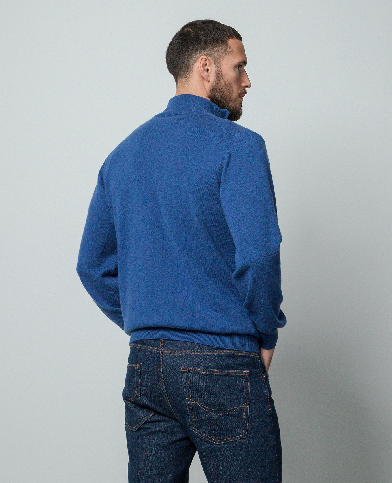 Blue cashmere jumper with zipper Cashmere&Whiskey 4