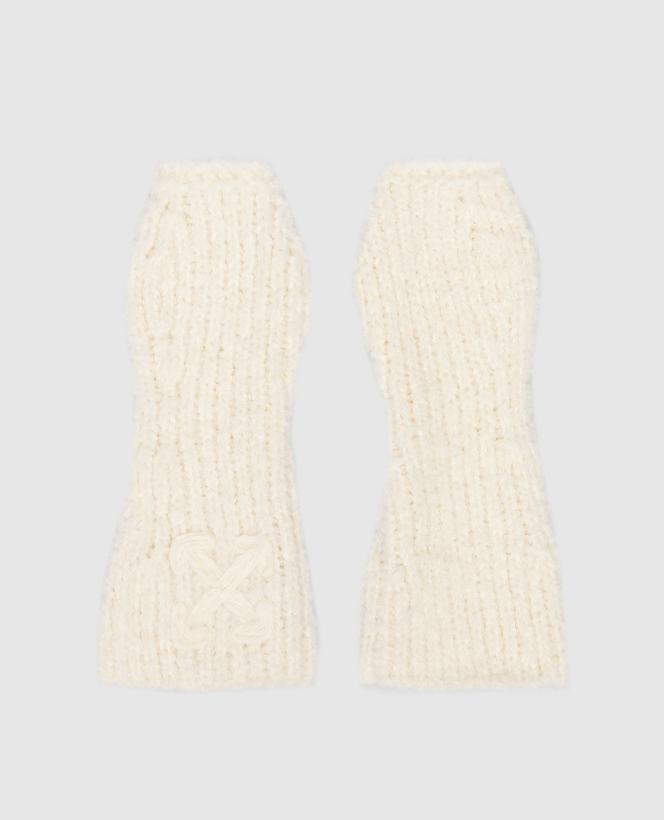 

Milky wool mitts with Arrow embroidery Off-White, Beige