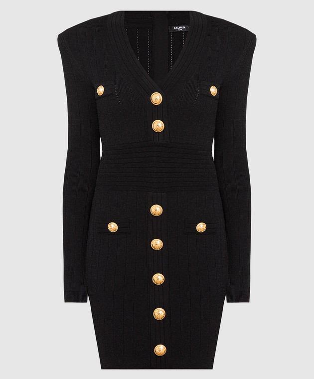 balmain black dress gold buttons BALMAIN