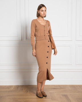 Allude Brown wool and cashmere skirt with slit 23517018