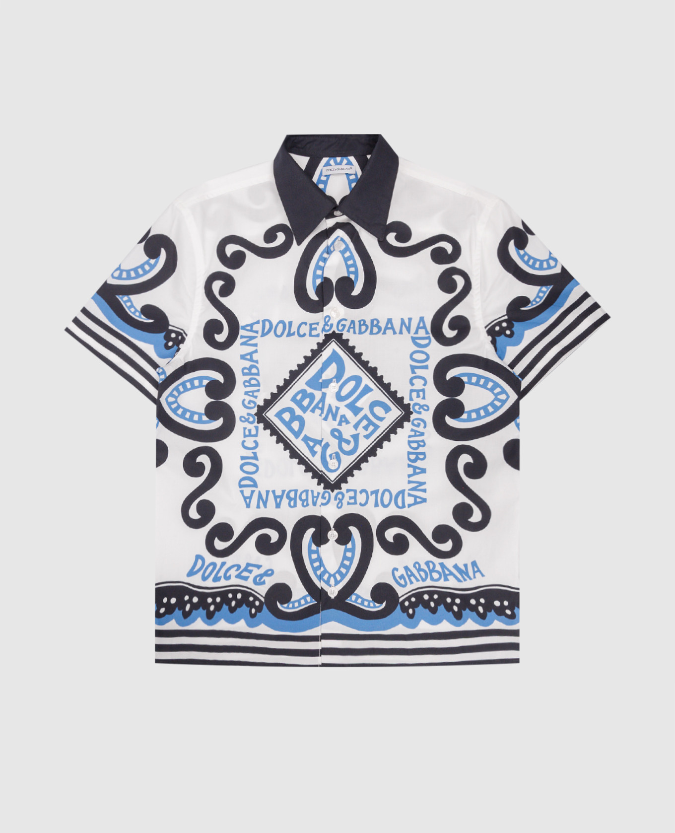 Children's white shirt in marina print dolce&gabbana