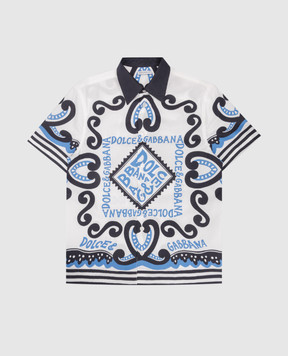Dolce&Gabbana Children's white shirt in Marina print L44S08G7L0J36