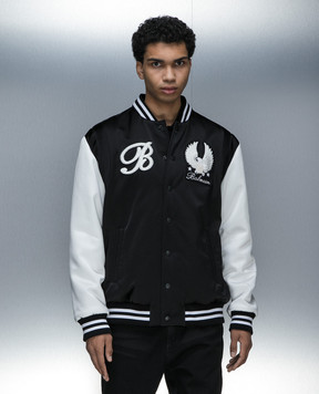 Balmain Black wool bomber jacket with logo embroidery CH1TF290PC15