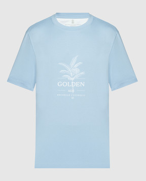 Brunello Cucinelli Blue t-shirt with logo print M0B138482