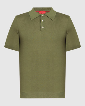 ISAIA Green cashmere and silk polo shirt MG8024YP002